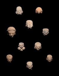 A Group of Ten Tumaco Terracotta Heads