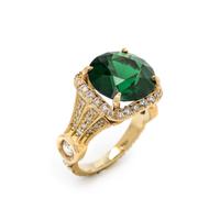 GREEN TOURMALINE AND DIAMOND RING