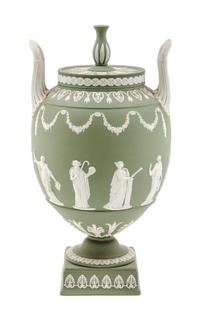 A Wedgwood Jasperware Urn. Height 11 3/4 inches.