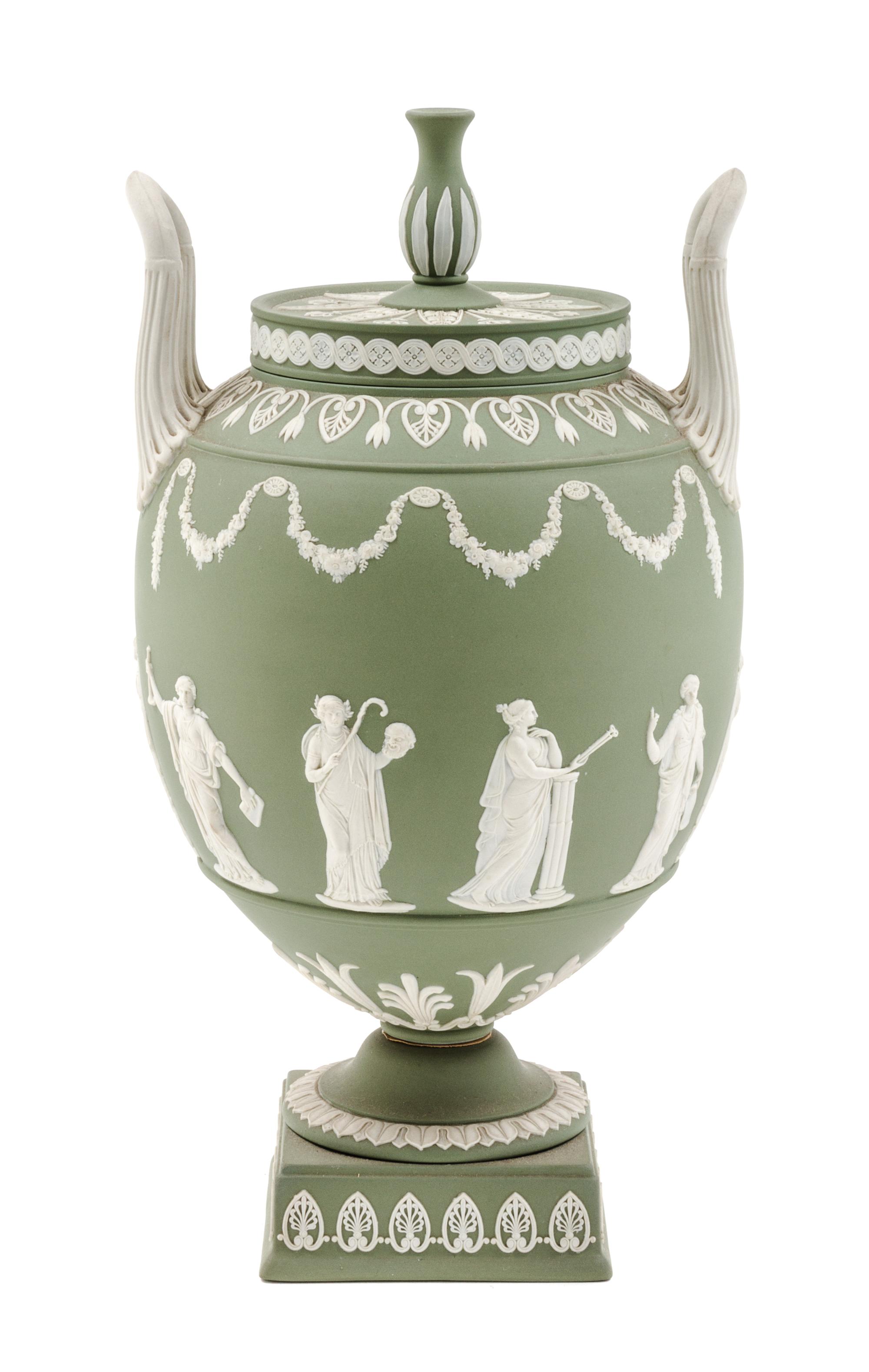 A Wedgwood Jasperware Urn. Height 11 3/4 inches.