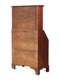 A Federal Red-Painted Maple or Cherrywood Desk-and Bookcase