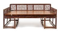 A Large Chinese Spotted Bamboo Luohan Bed, Luohanchuang Height 32 1/4 x width 46 x depth 23 inches. — 18TH/19TH CENTURY