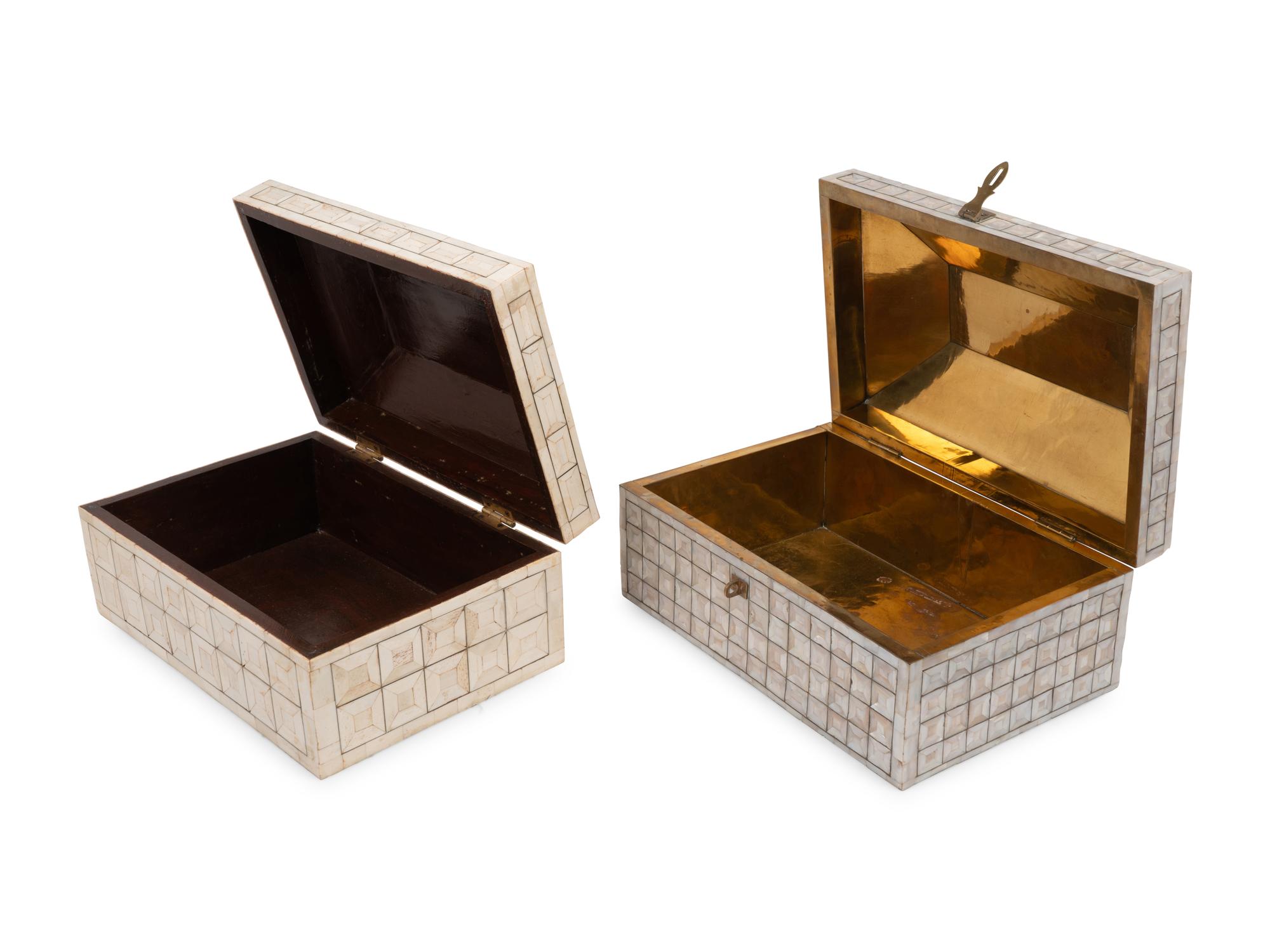 A Mother-of-Pearl Table Casket and a Bone Veneered Table Casket