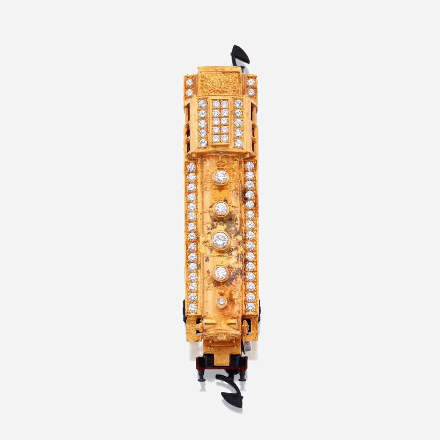 An eighteen karat gold, diamond, and synthetic gemstone model train No. 12, Halberstadt Märklin