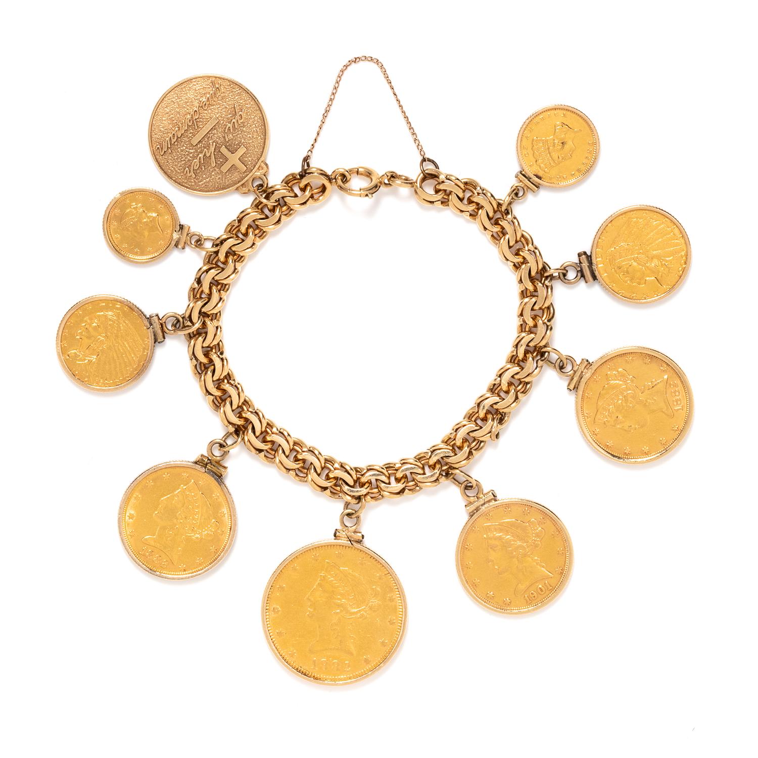 YELLOW GOLD COIN BRACELET