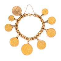 YELLOW GOLD COIN BRACELET