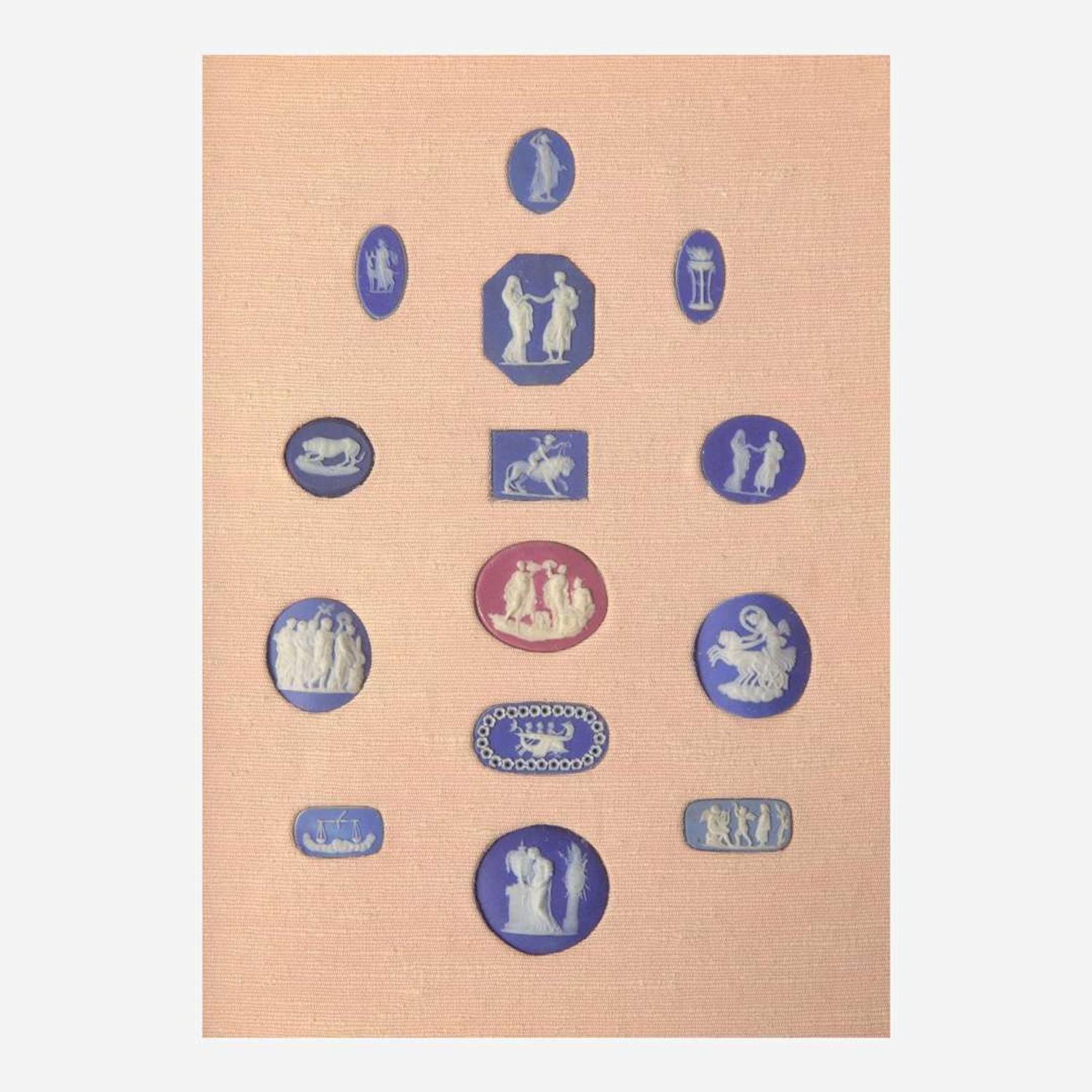 A Collection of Miniature Wedgwood Jasperware Cameos and Intaglios UK, mostly 18th century