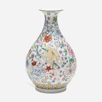A Chinese famille rose-decorated "100 Flowers" vase, Yuhuchunping 粉彩百花瓶 Xuantong six-character mark and possibly of the period ????? ????