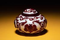 A Red Overlay White Peking Glass Covered Jar