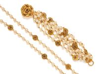 Chanel, Camellia & Gripoix Pearl Necklace and Bracelet Set