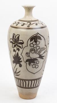 Six Cizhou Style Glazed Ceramic Vessels Height of tallest 18 1/2 inches.