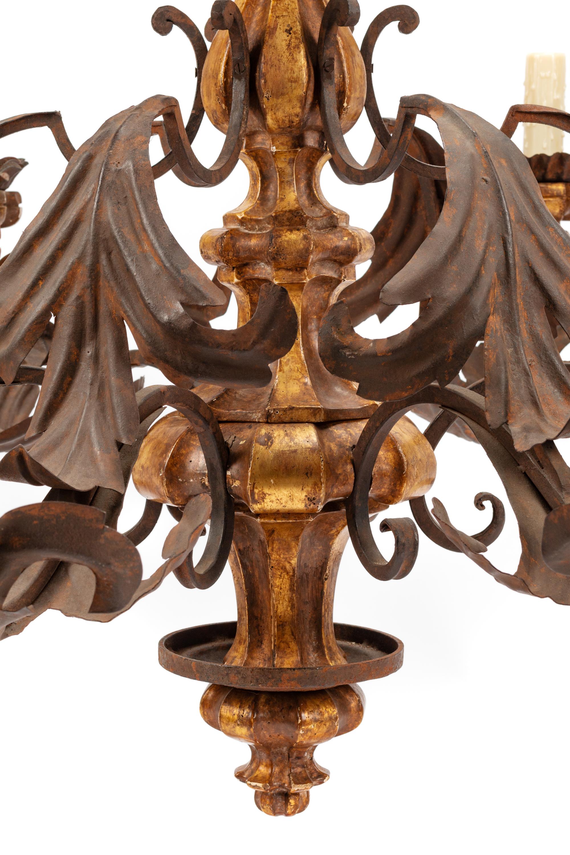 A Spanish Giltwood and Iron Chandelier