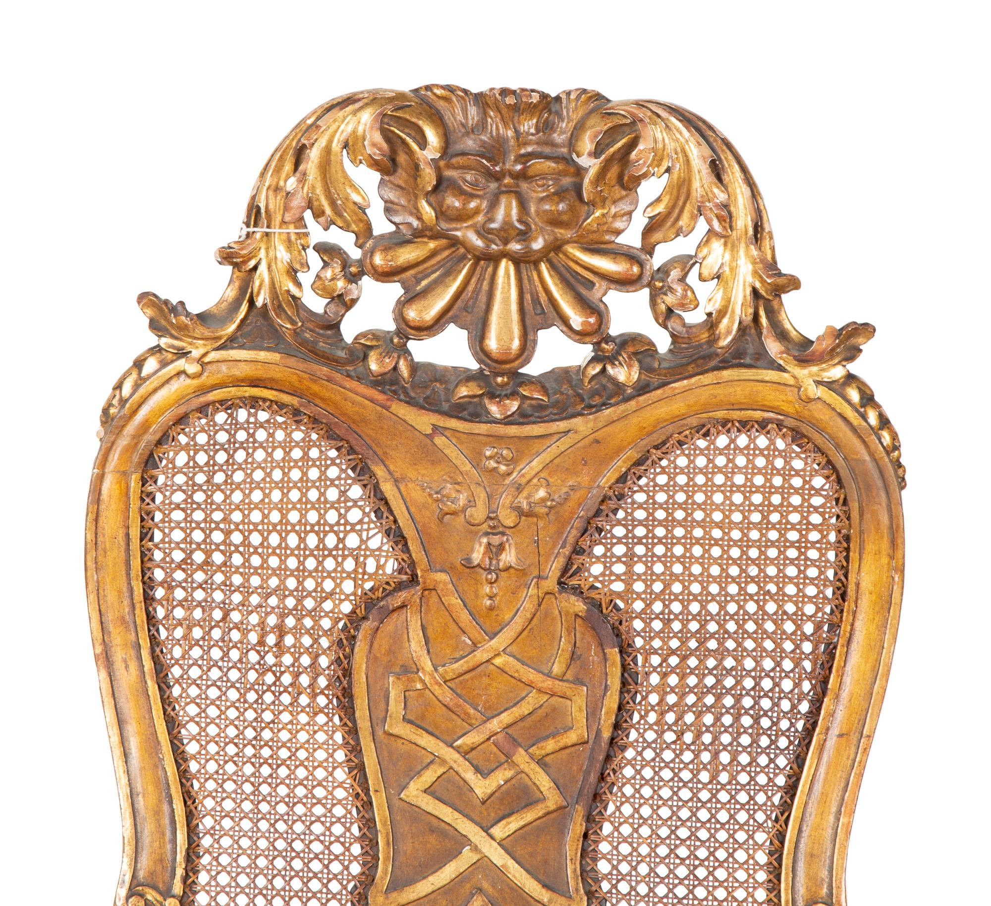 A Queen Anne Style Parcel Gilt Carved Walnut Side Chair — 19TH CENTURY