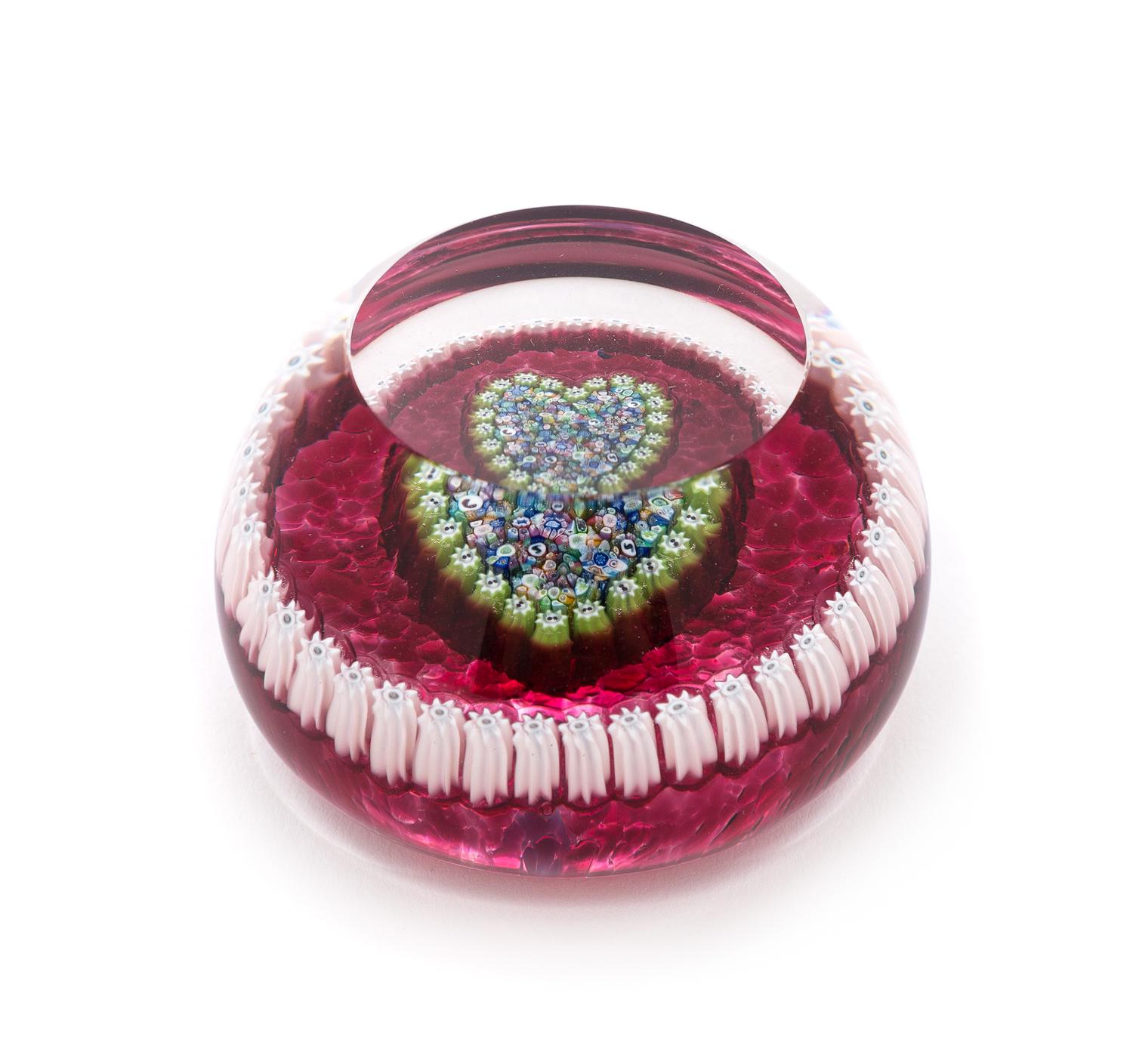 Perthshire Paperweights, Scotland, a millefiori heart paperweight