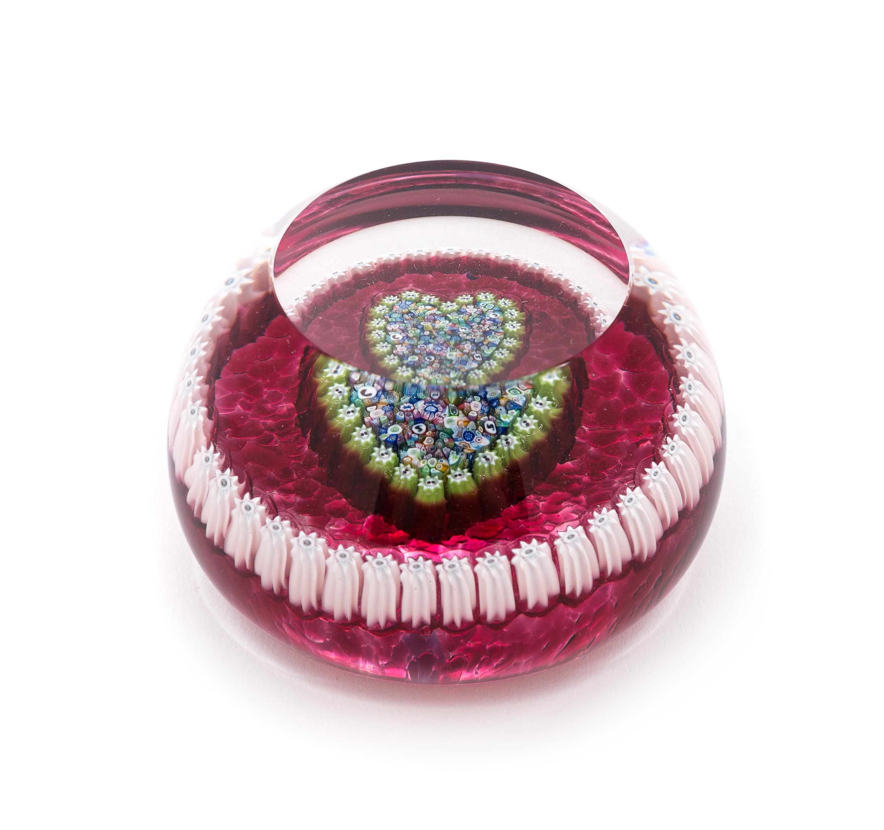 Perthshire Paperweights, Scotland, a millefiori heart paperweight