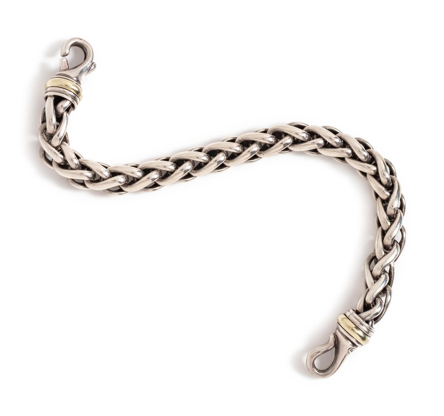 A Sterling Silver and 14 Karat Yellow Gold Bracelet, David Yurman,