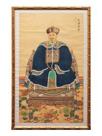 A Pair of Chinese Painted Ancestral Portraits on Paper