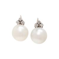 CULTURED SOUTH SEA PEARL AND DIAMOND EARRINGS
