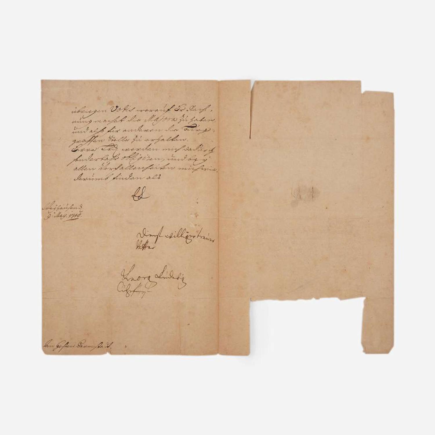 [Autographs & Manuscripts] [George I] Ludwig, Georg Manuscript Letter, signed
