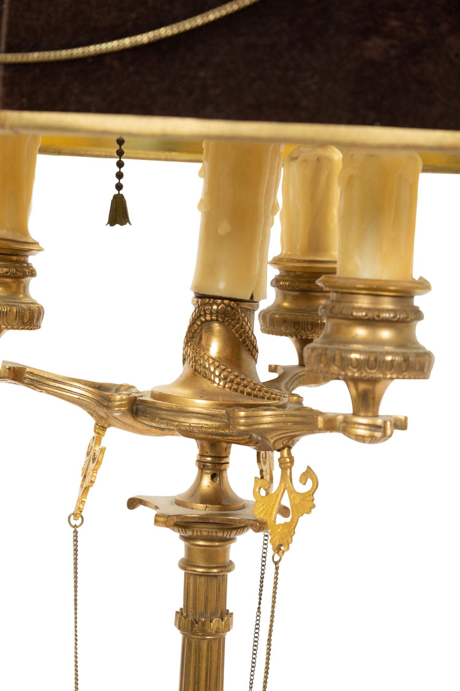 A Neoclasscial Brass Candelabrum Mounted as a Table Lamp