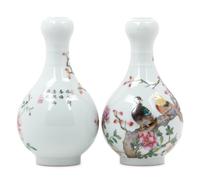 A Pair of Chinese Porcelain Vases with Birds