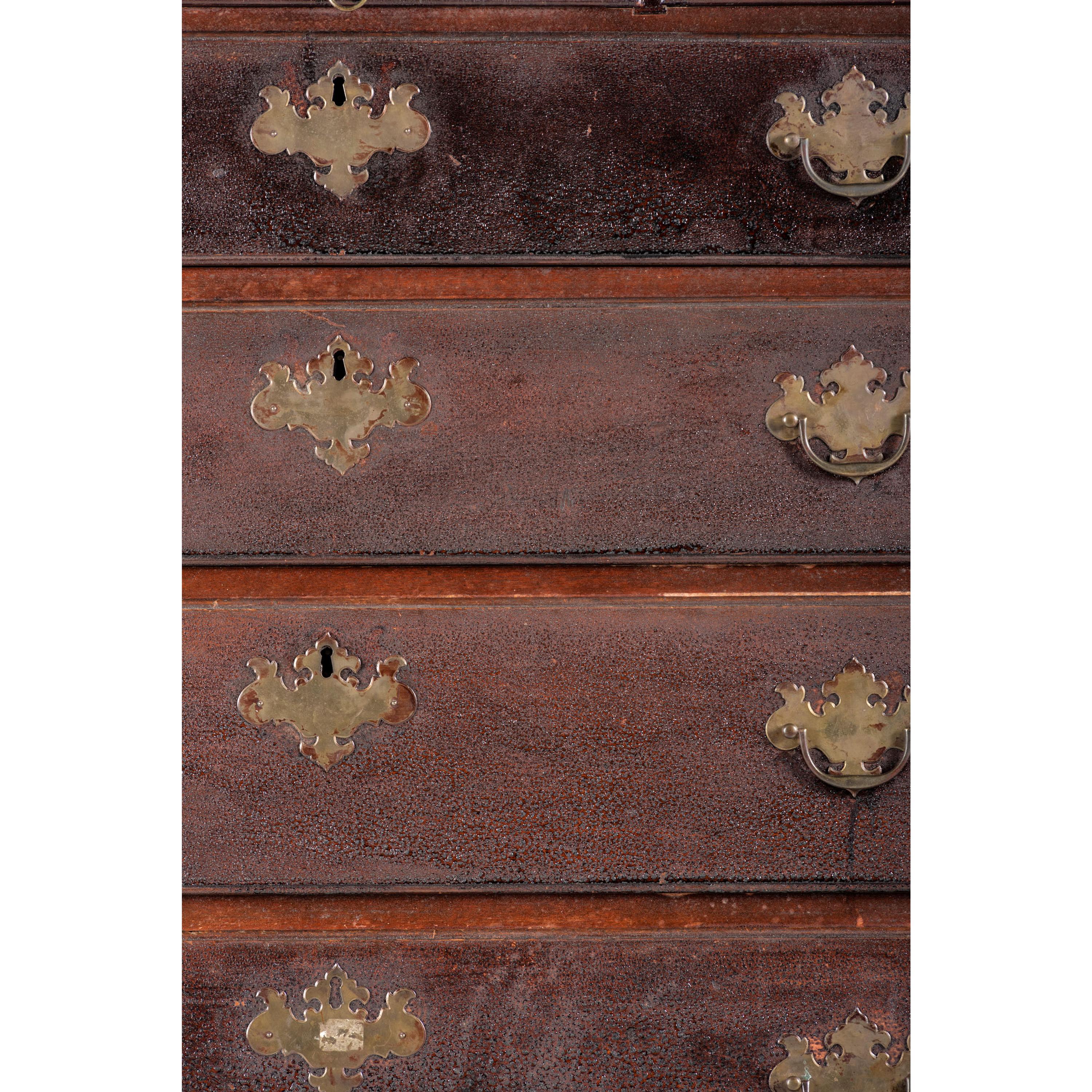 A Chippendale Fan-Carved Cherrywood Claw-and-Ball Foot Chest-on-Chest