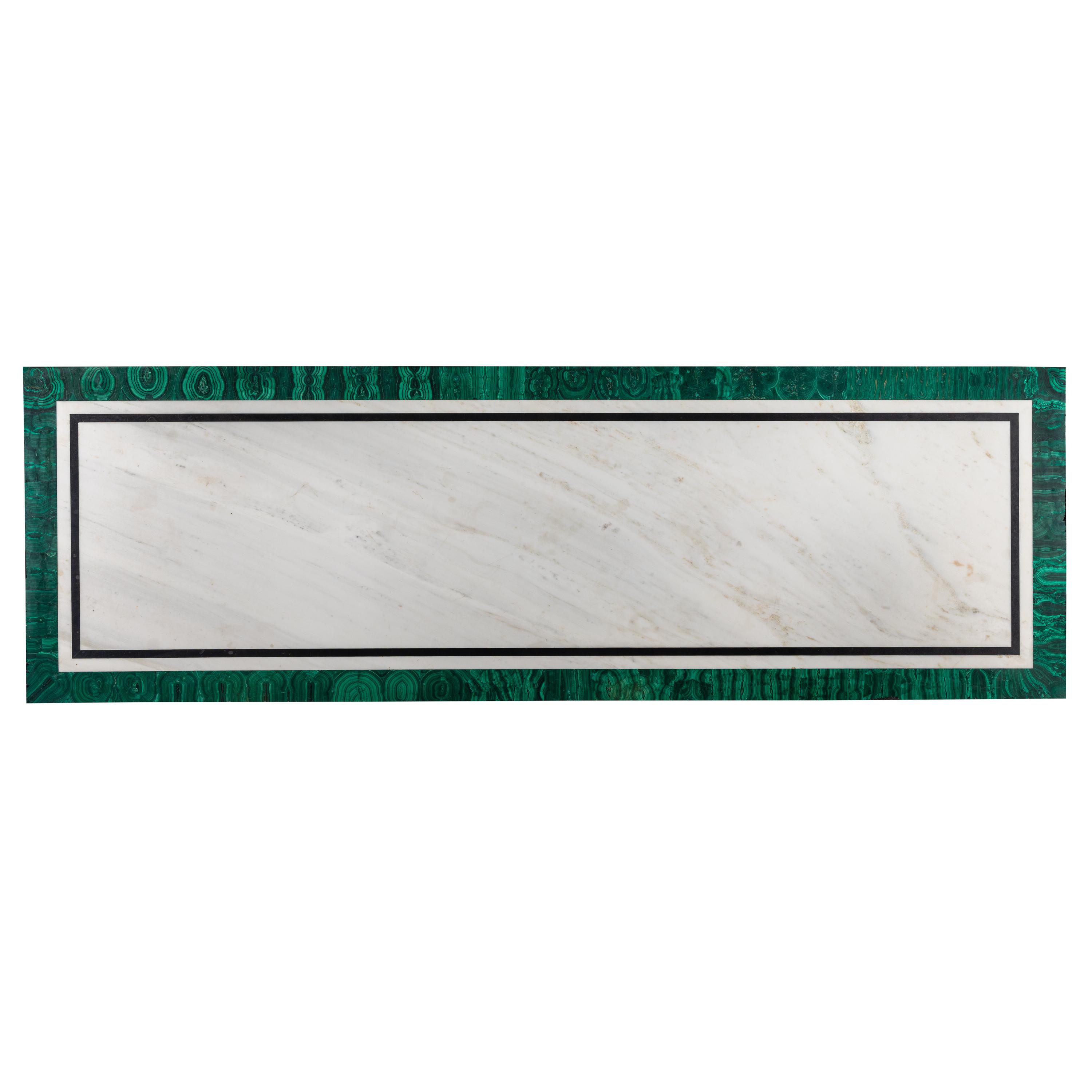 A White Marble and Malachite Table Top