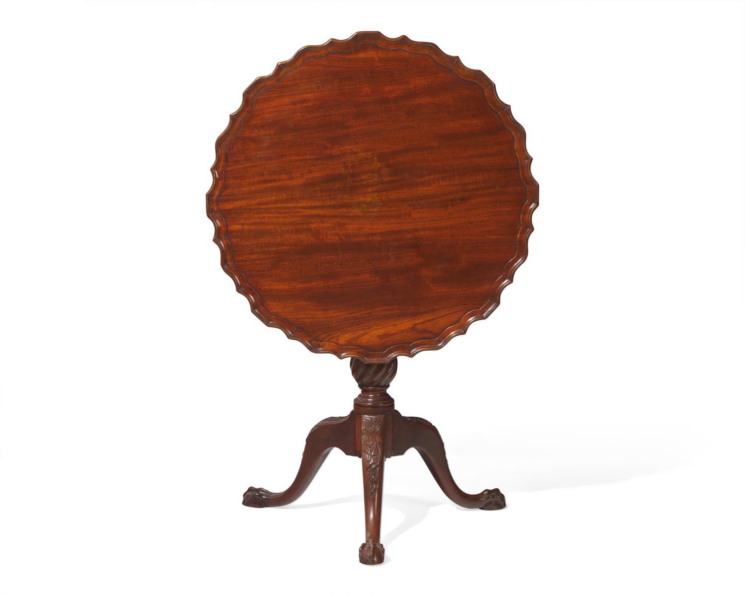 A George III carved mahogany tilt-top tea table, 18th / 19th century