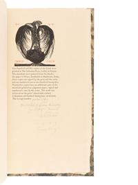 [GEHENNA PRESS]. HUGHES, Ted (1930-1998). A Primer of Birds . Woodcuts by Leonard Baskin. Northhampton, MA: Gehenna Press, 1981.