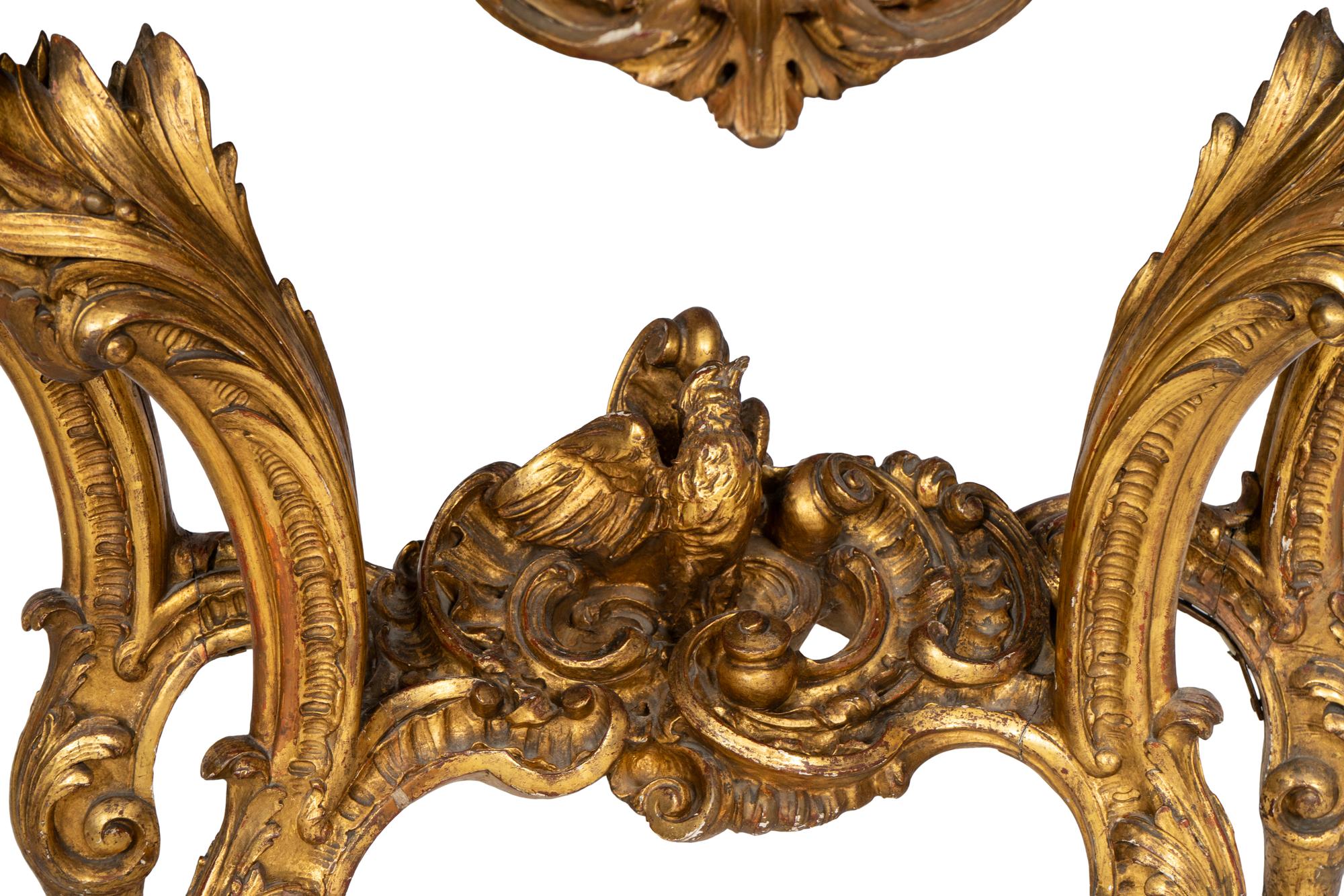 A Louis XV Giltwood Console Table with Calacatta Marble Top