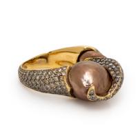 Yvel, Baroque Cultured Pearl and Colored Diamond Ring