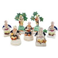 A Seven Staffordshire Pottery Figures