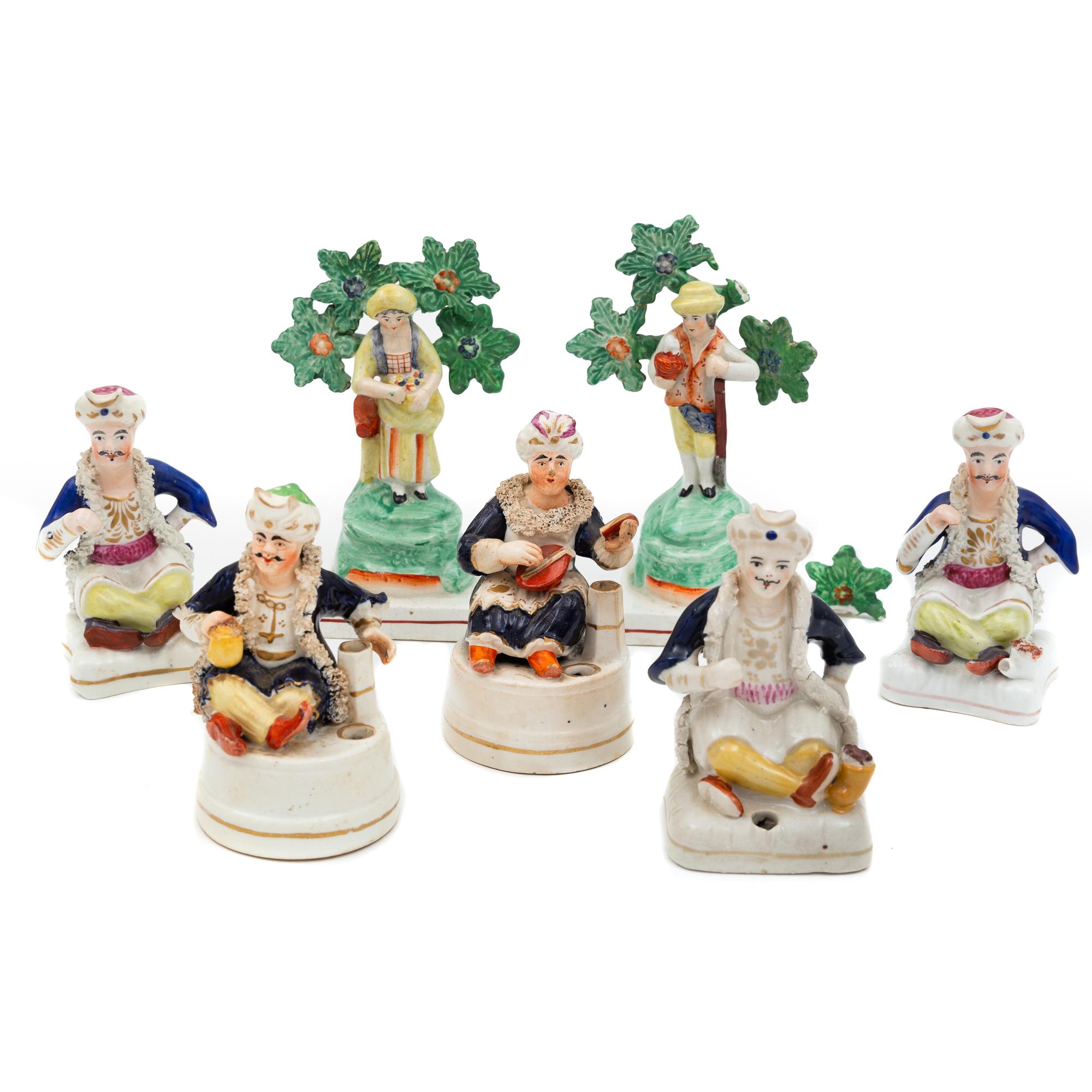 A Seven Staffordshire Pottery Figures