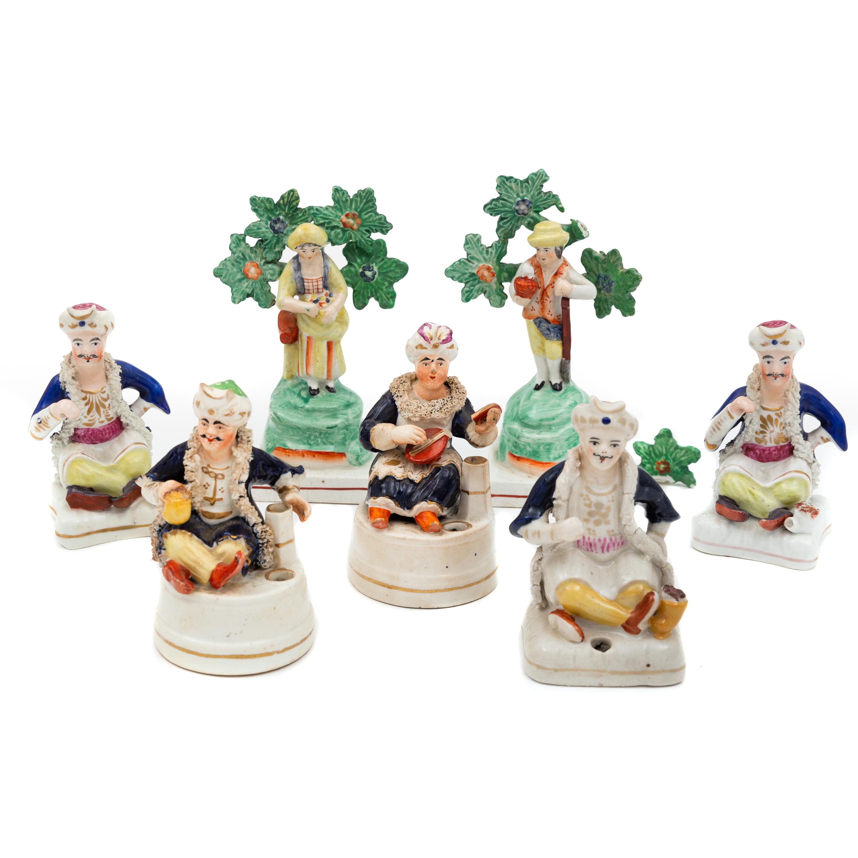 A Seven Staffordshire Pottery Figures