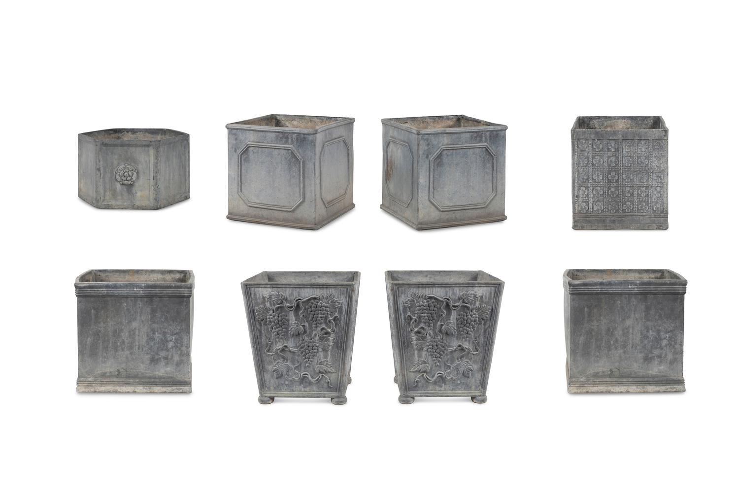 A Group of Eight Lead Jardinières