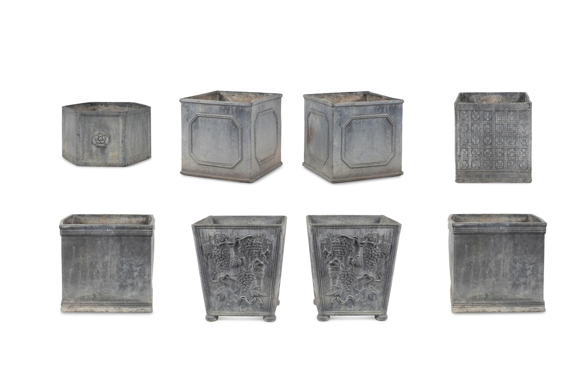 A Group of Eight Lead Jardinières