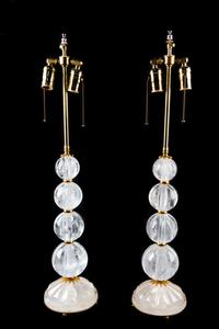 A Pair of Rock Crystal Table Lamps Height overall 31 inches. — 20TH CENTURY
