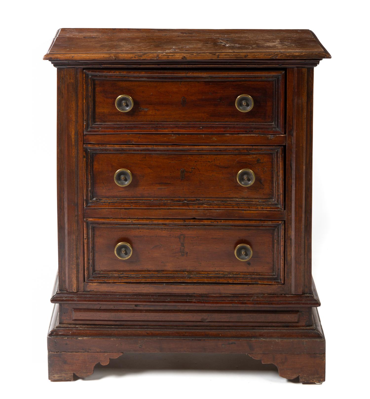 An Italian Walnut Side Cabinet Height 34 3/4 x width 29 1/2 x depth 12 inches. — 17TH CENTURY, WITH ALTERATION