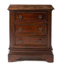 An Italian Walnut Side Cabinet Height 34 3/4 x width 29 1/2 x depth 12 inches. — 17TH CENTURY, WITH ALTERATION