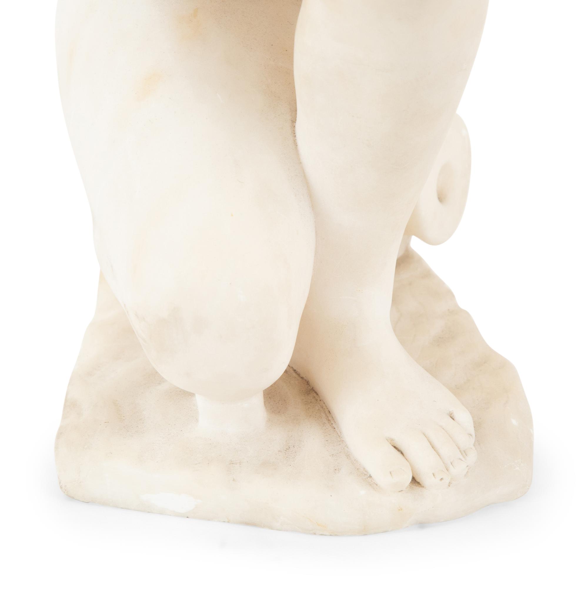 A Continental Alabaster Crouching Venus