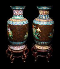 Two Pairs of Large Chinese Cloisonné Baluster Vases
