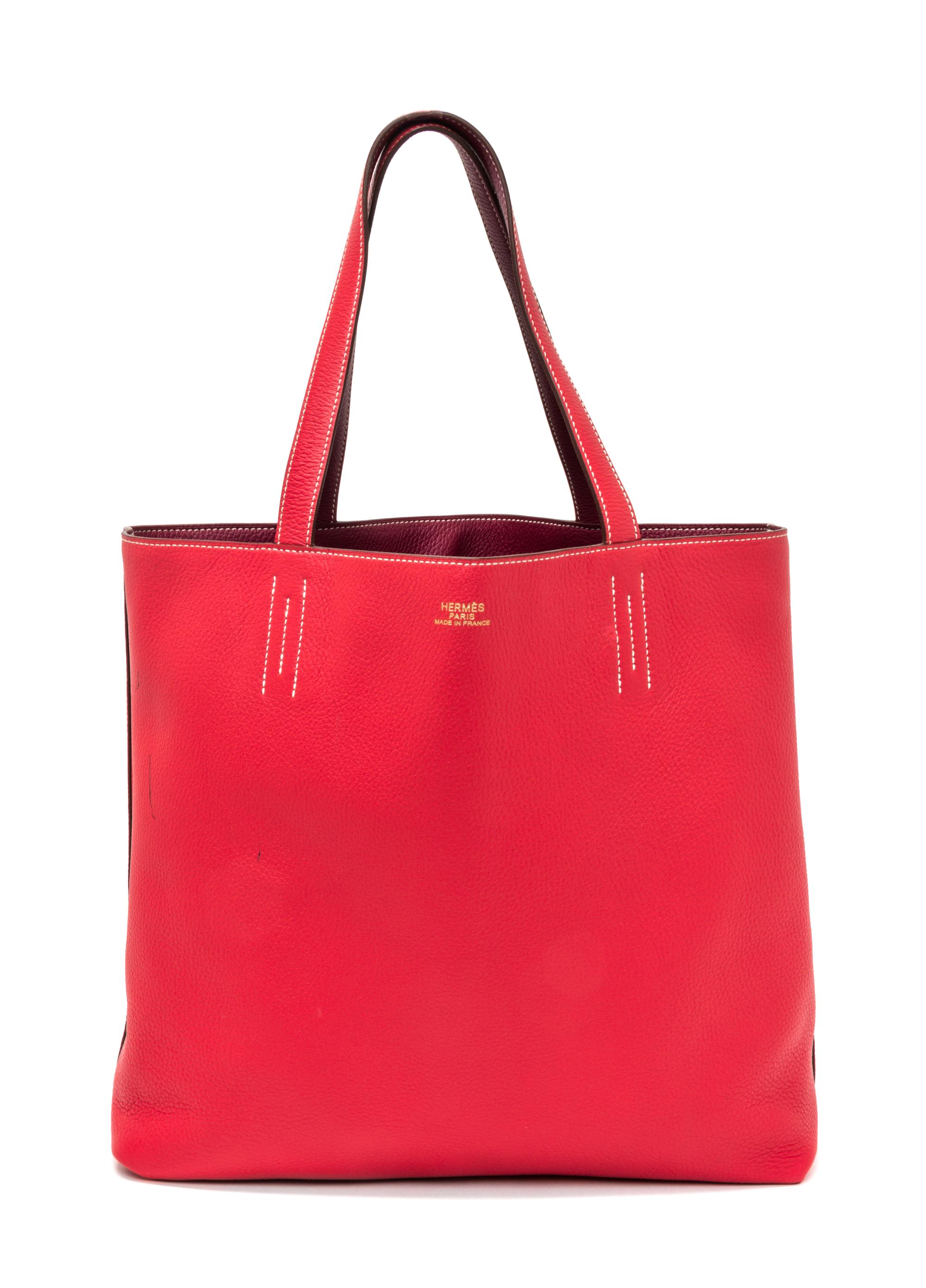 An Hermes Rubis/Bougainvillea 45cm Taurillon Clemence Double Sens Tote, 17.5" x 15.5" x 5".