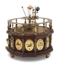 A Continental Brass and Enameled Orrery