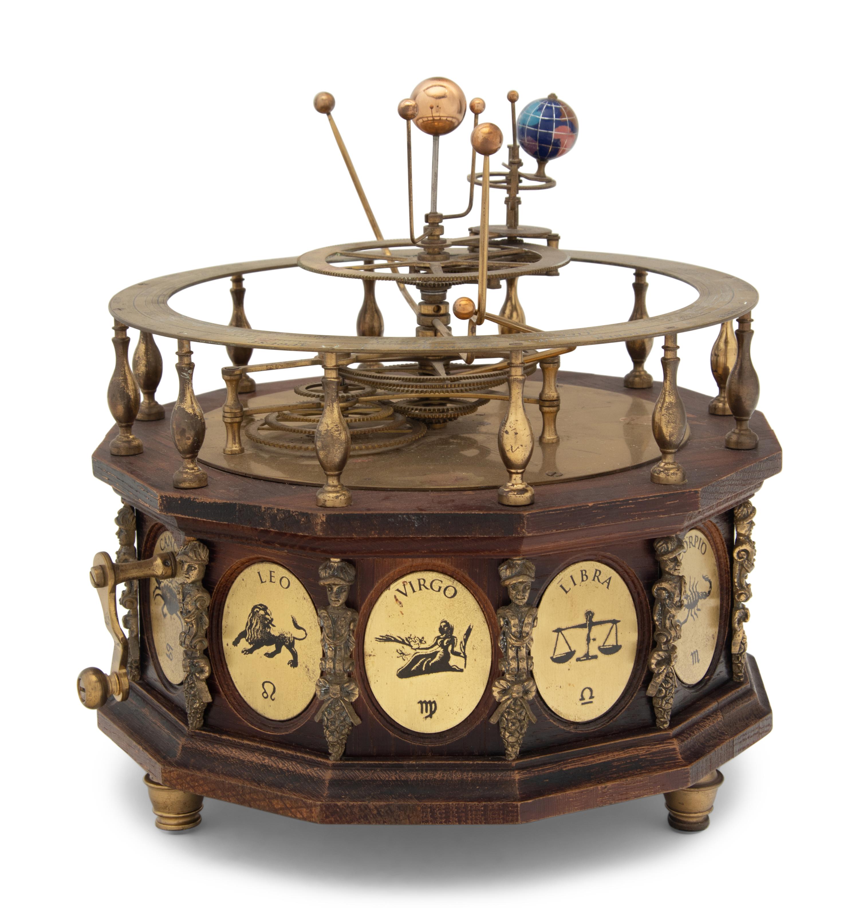 A Continental Brass and Enameled Orrery
