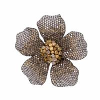 Colored Diamond, Diamond, and Tricolor Gold Flower Pendant Brooch
