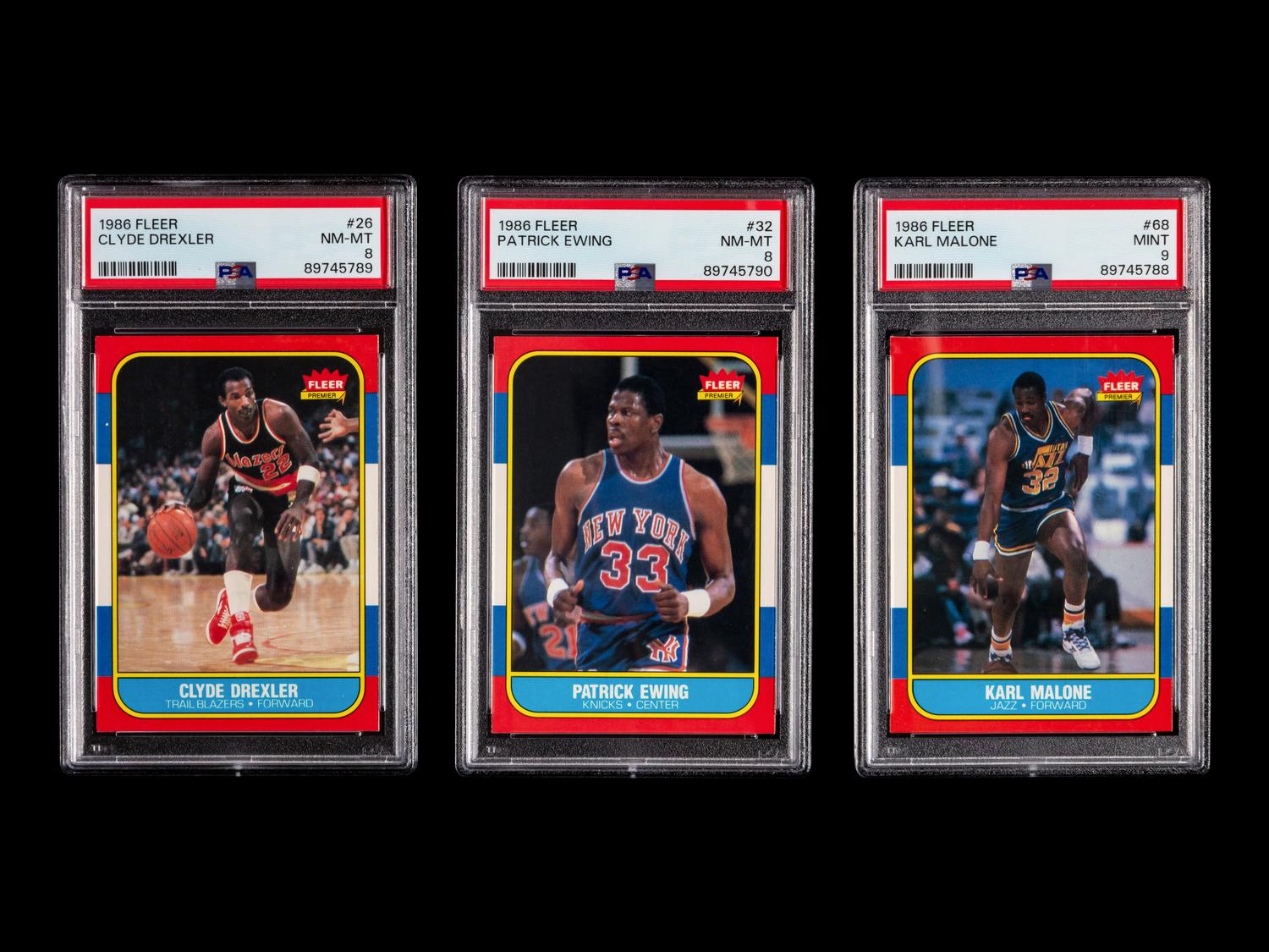 A Group of Three PSA Graded 1986-87 Fleer Rookie Basketball Cards