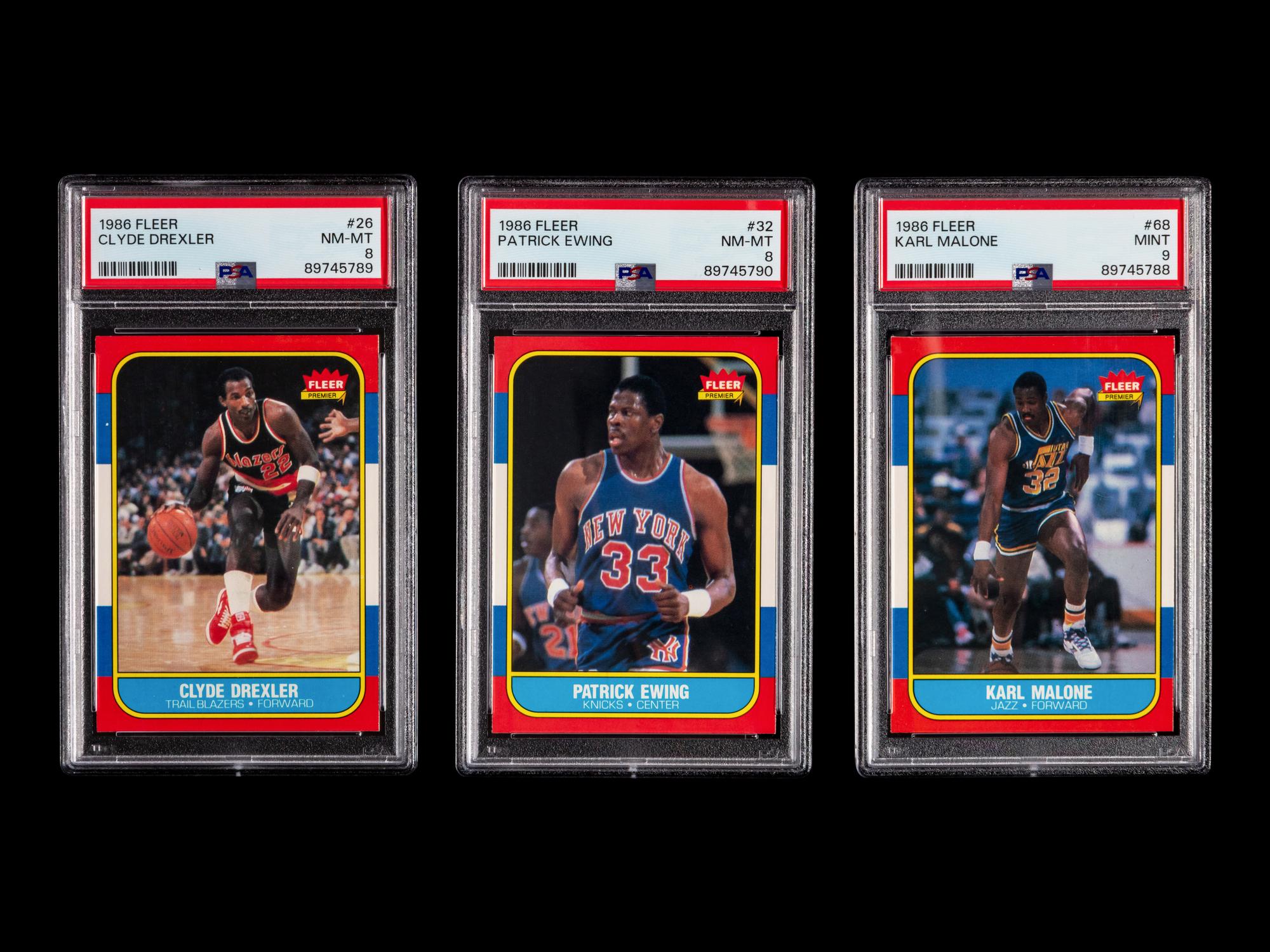 A Group of Three PSA Graded 1986-87 Fleer Rookie Basketball Cards