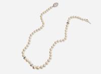 A Single-Strand Pearl and Diamond Necklace, Cartier