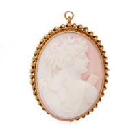 YELLOW GOLD AND SHELL CAMEO PENDANT/BROOCH