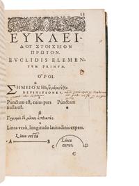 EUCLID (fl. ca 300 B. C.). Analyseis Geometricae Sex Librorum Euclidis . [Strasbourg]: Josias Rihelius, 1566.